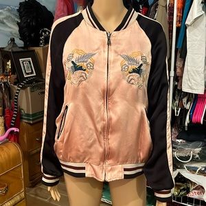 Women’s reversible satin varsity bomber size Large